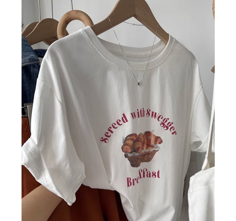 Pure cotton printing show young T-shirt for women