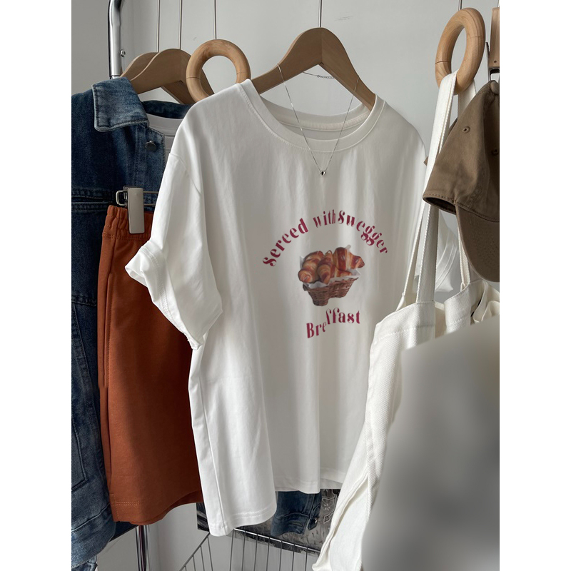 Pure cotton printing show young T-shirt for women