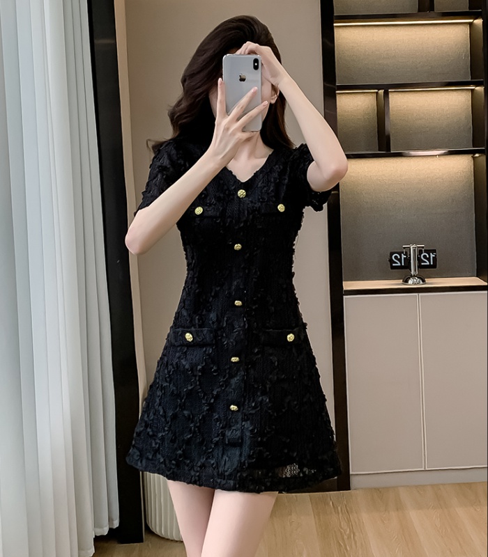 Light luxury V-neck temperament chanelstyle slim dress