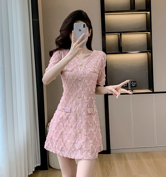 Light luxury V-neck temperament chanelstyle slim dress