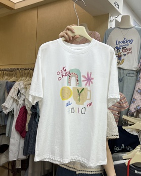 Summer pure cotton Korean style T-shirt for women