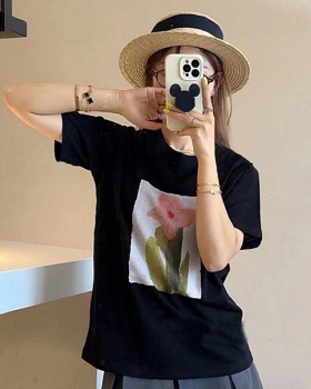 Large yard short sleeve printing T-shirt for women