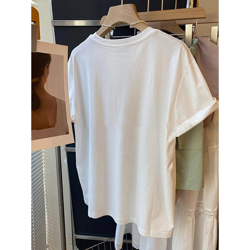 Pure cotton loose summer T-shirt for women