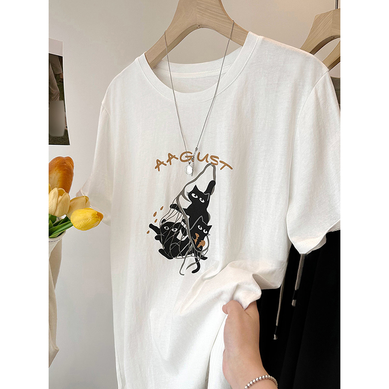 Large yard heart short sleeve Korean style T-shirt for women