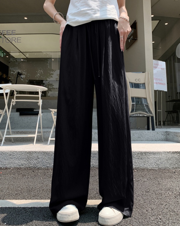 Summer ice silk wide leg pants high waist pants for women