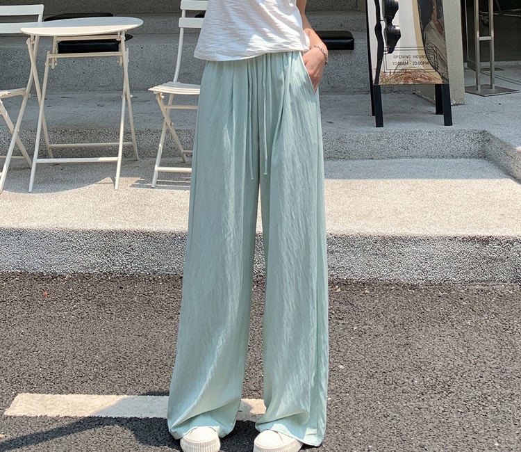 Summer ice silk wide leg pants high waist pants for women