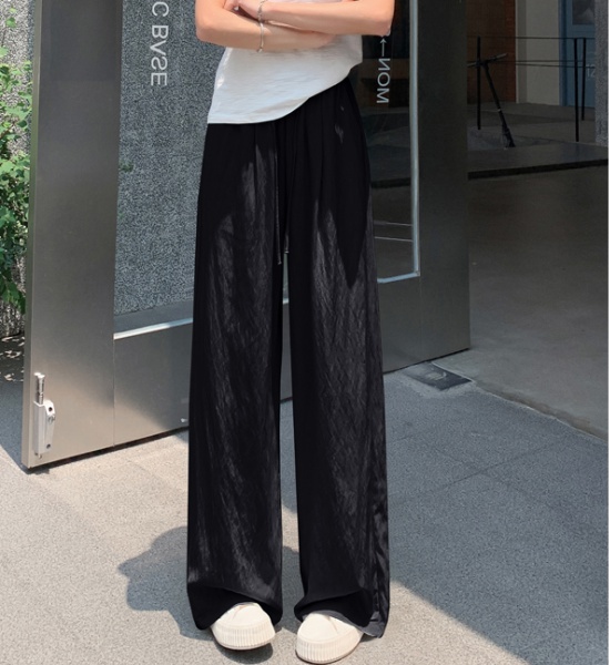 Summer ice silk wide leg pants high waist pants for women