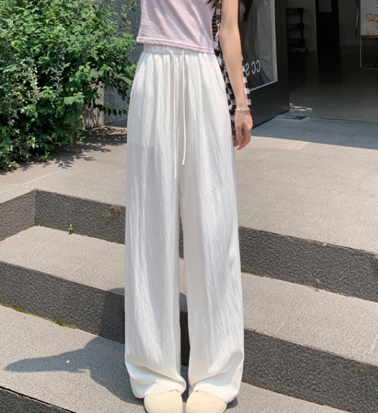 Summer ice silk wide leg pants high waist pants for women