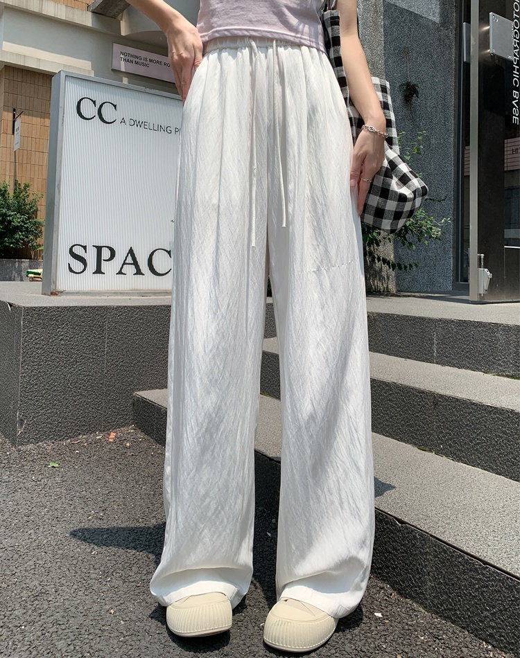 Summer ice silk wide leg pants high waist pants for women