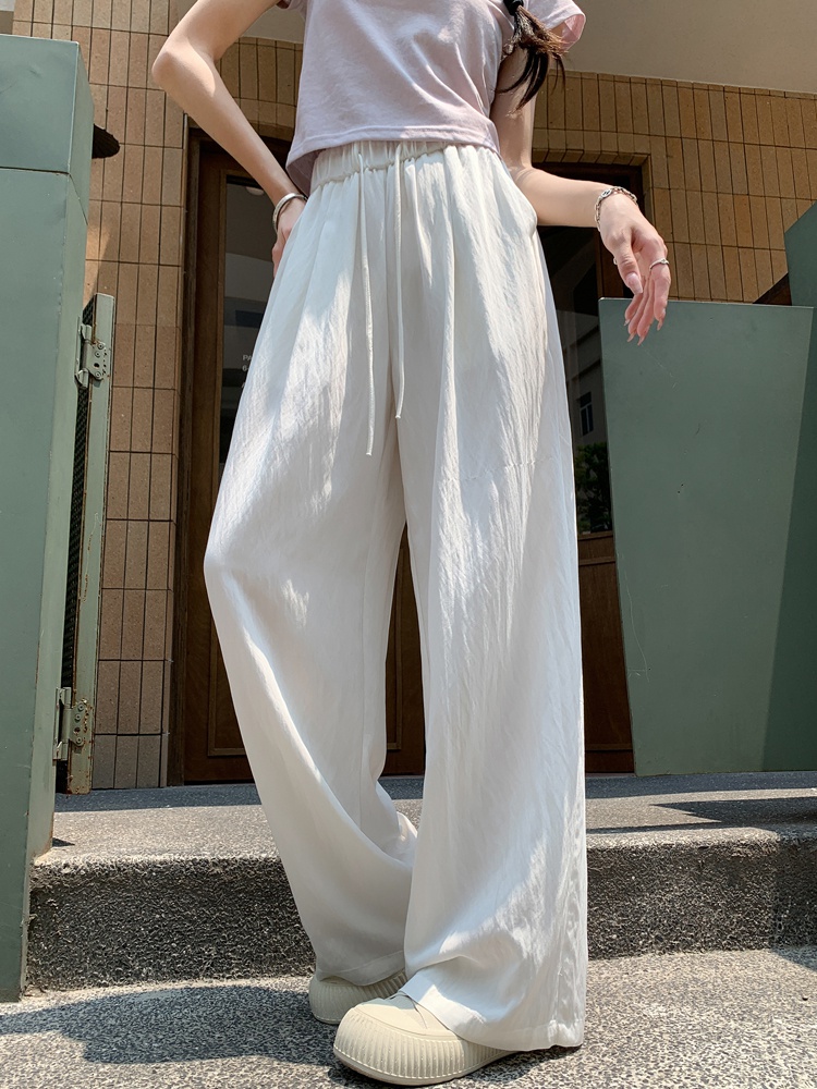 Summer ice silk wide leg pants high waist pants for women