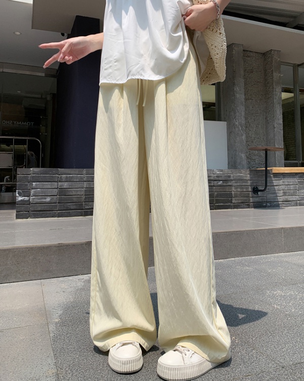 Summer ice silk wide leg pants high waist pants for women