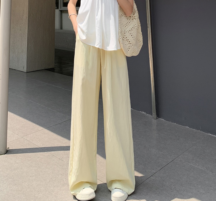 Summer ice silk wide leg pants high waist pants for women