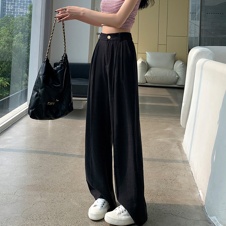 High waist ice silk pants wide leg business suit for women