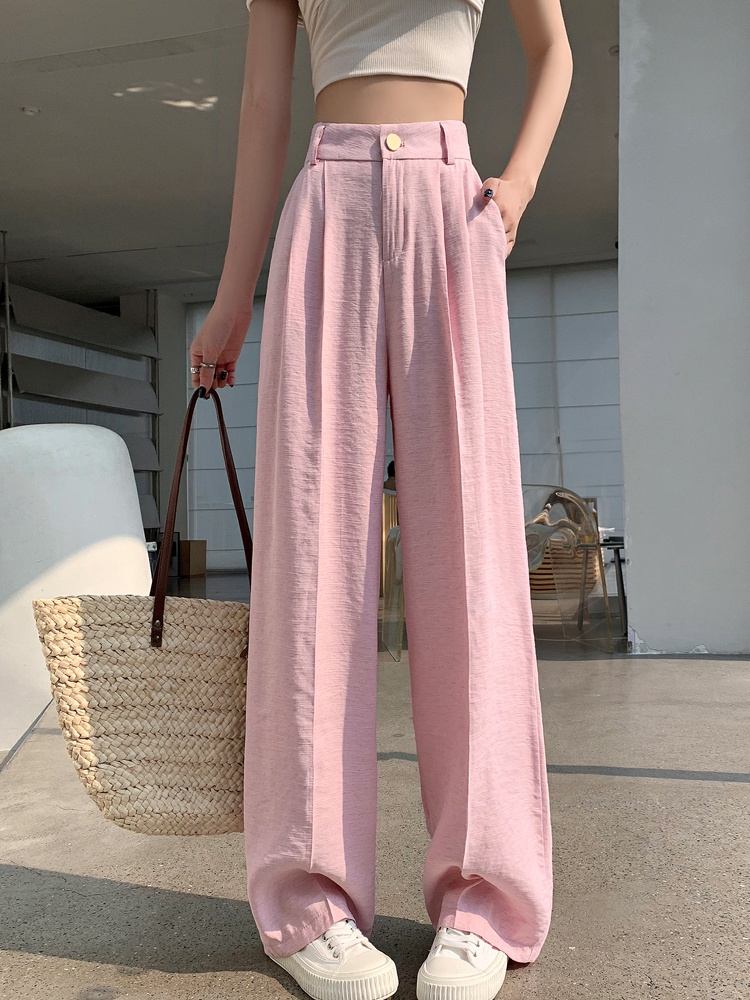 High waist ice silk pants wide leg business suit for women