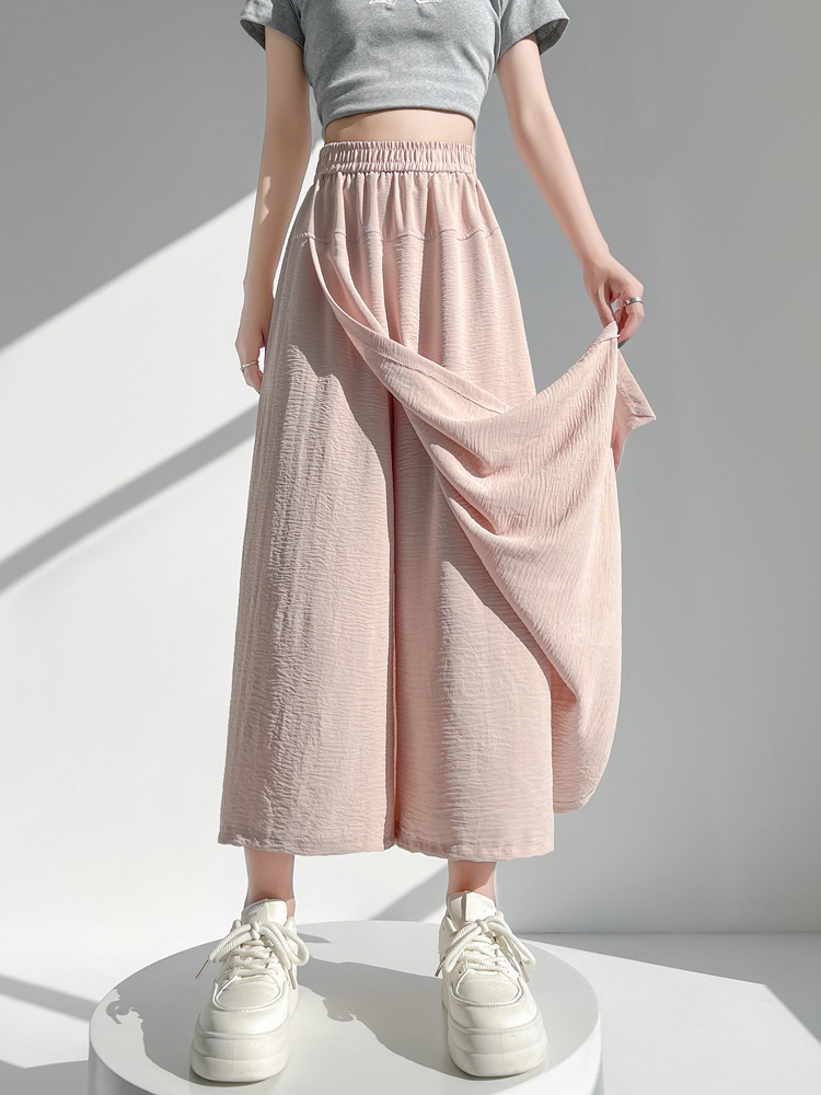 Summer straight culottes loose ice silk skirt for women
