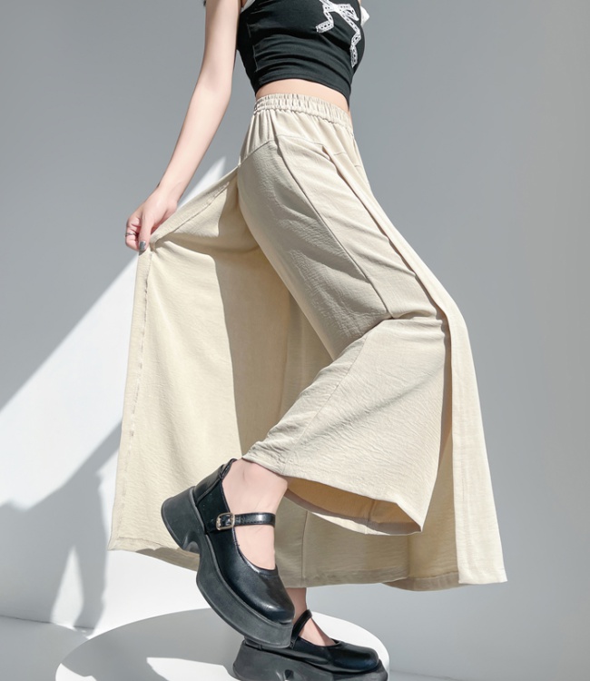 Summer straight culottes loose ice silk skirt for women