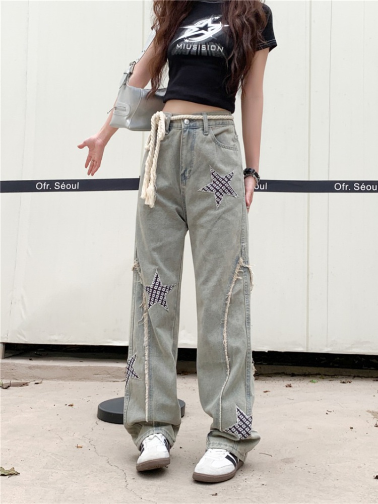 American style wide leg pants straight jeans for women