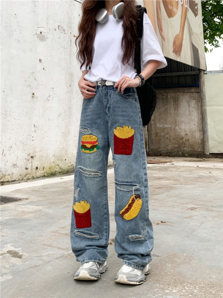 Street Casual long pants American style jeans for women
