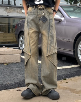 Retro washed jeans large yard flare pants