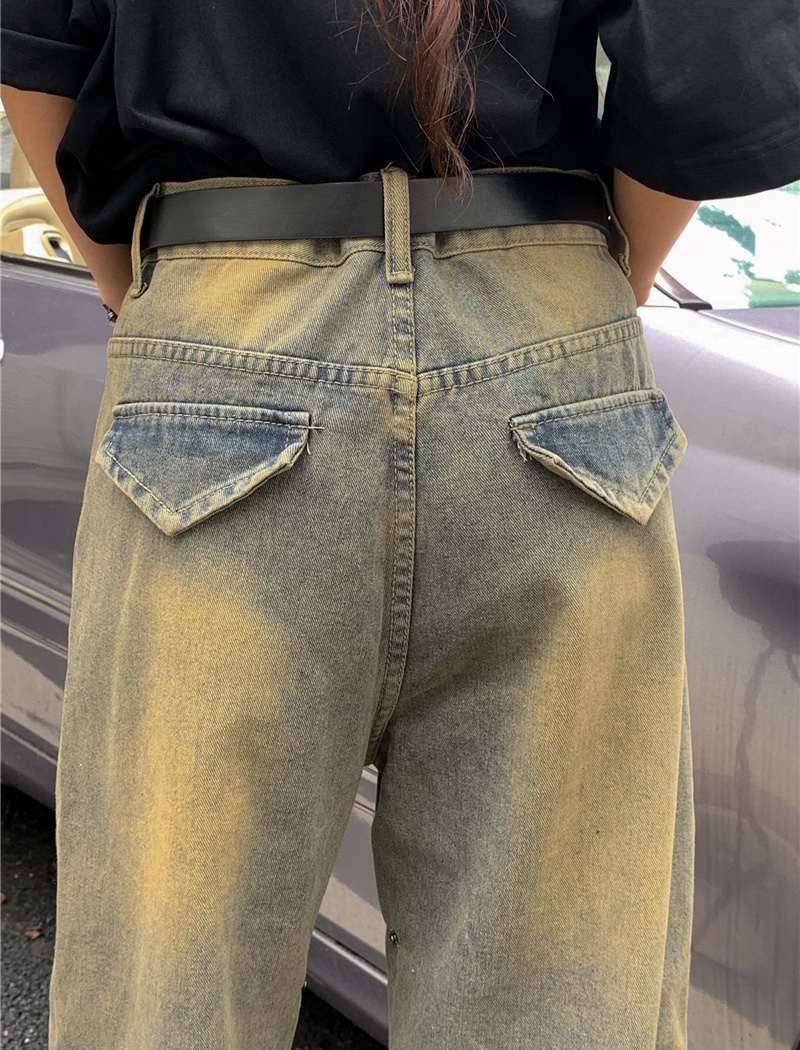 Retro washed jeans large yard flare pants