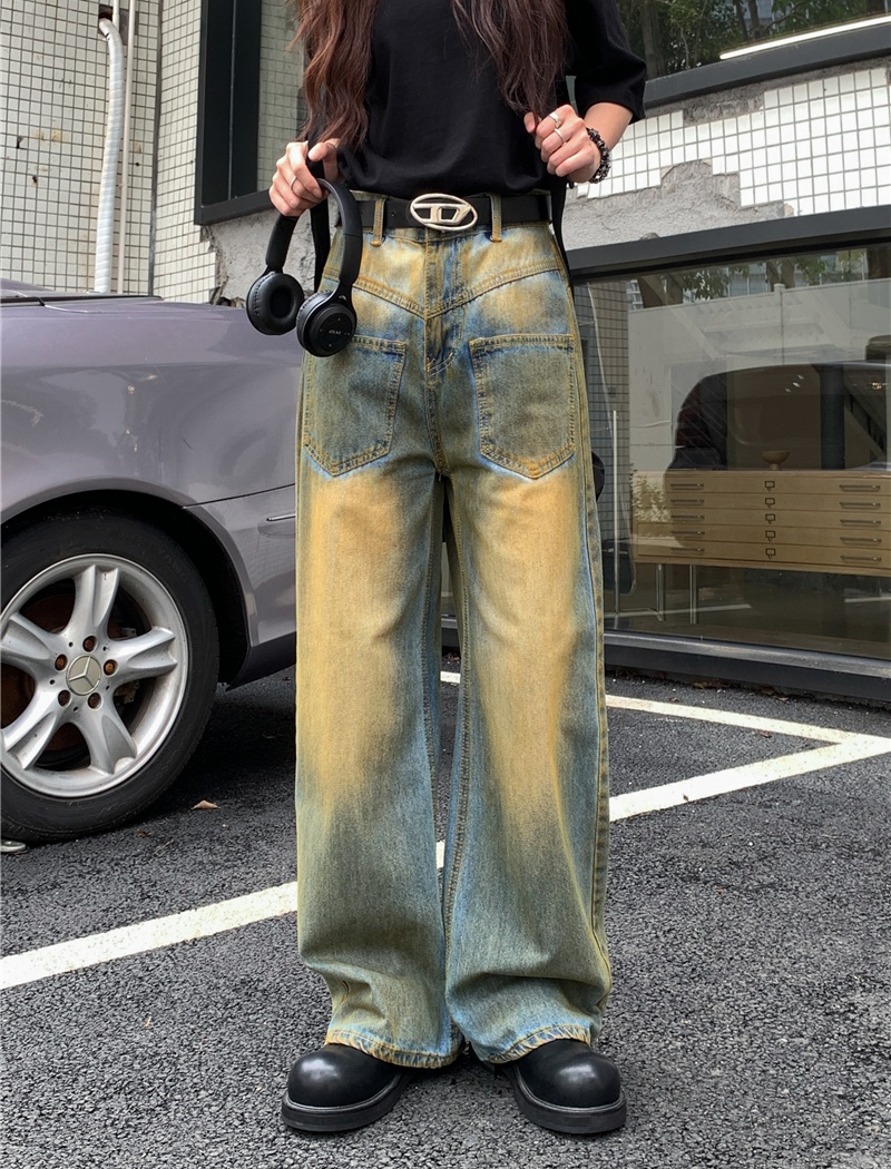 Washed loose jeans spring and summer large yard pants