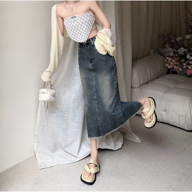 Retro summer slim American style skirt for women