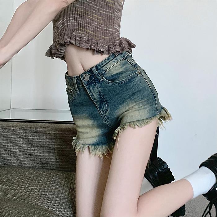 Large yard washed shorts light color jeans for women