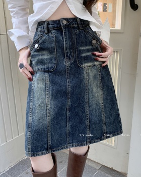Washed loose short skirt wide leg skirt for women
