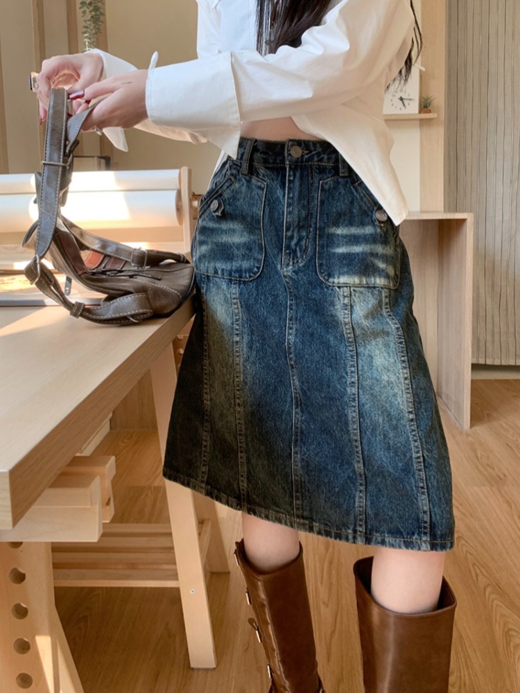 Washed loose short skirt wide leg skirt for women