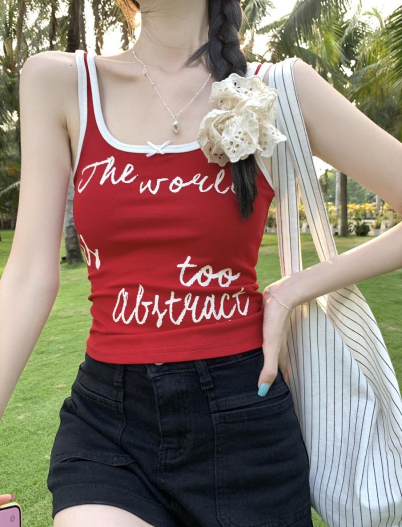 Printing American style vest summer letters tops for women