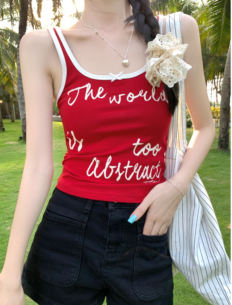 Printing American style vest summer letters tops for women