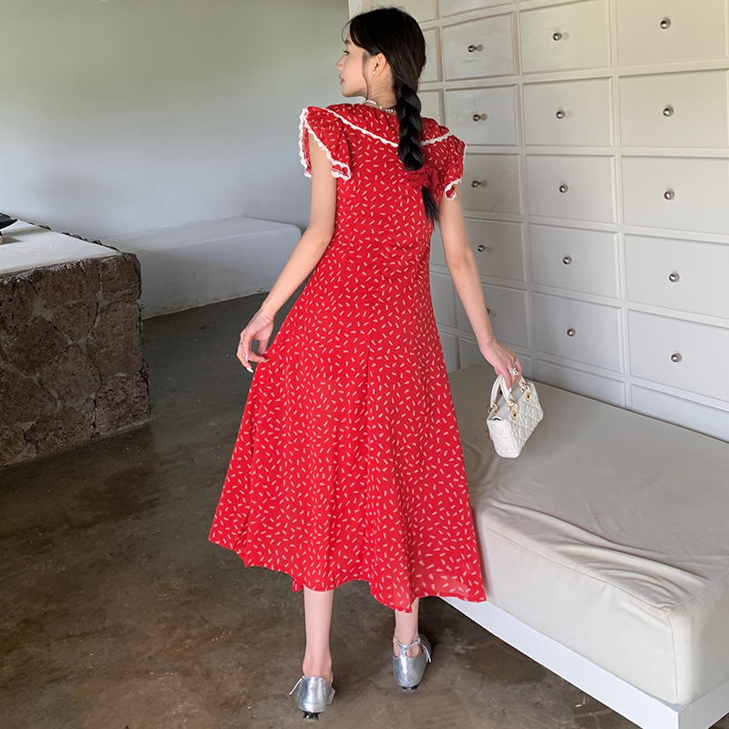 Vacation small fellow dress red long dress for women