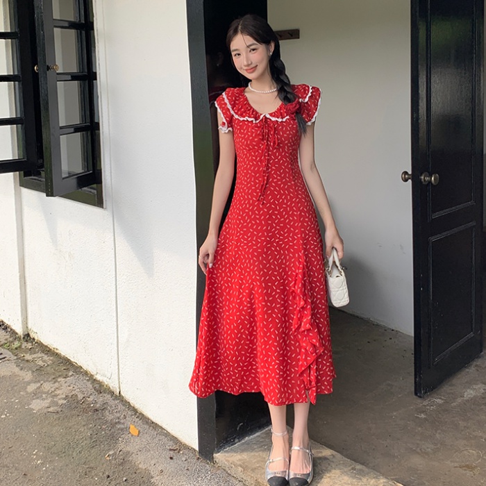 Vacation small fellow dress red long dress for women