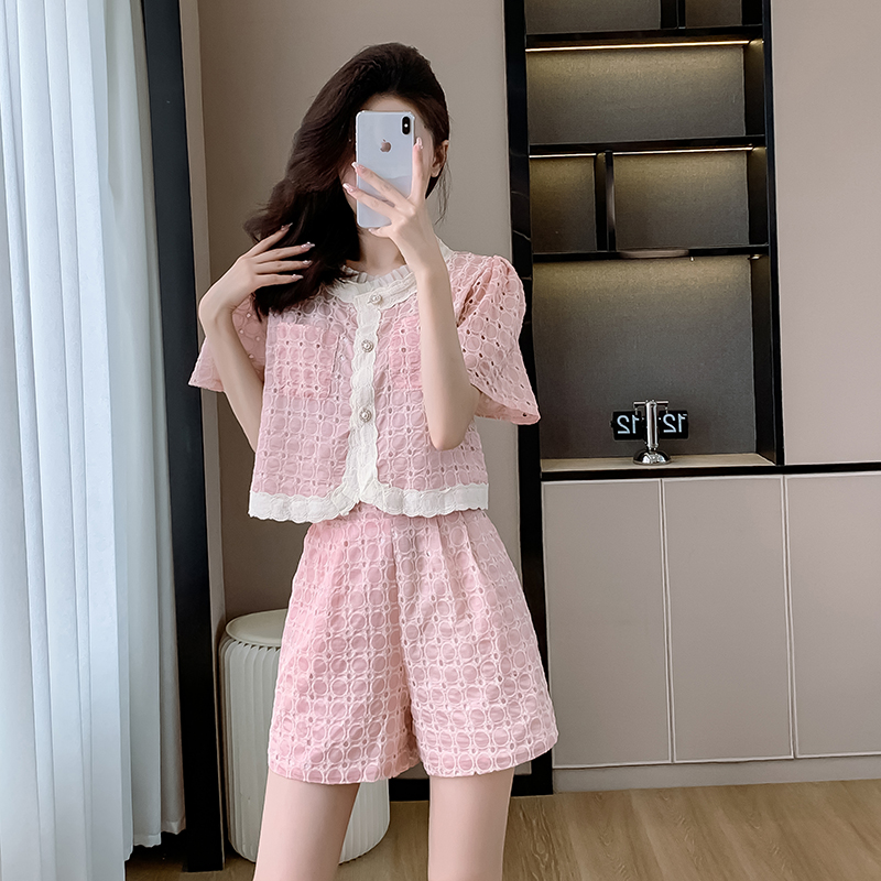 Show young sweet temperament shorts 2pcs set