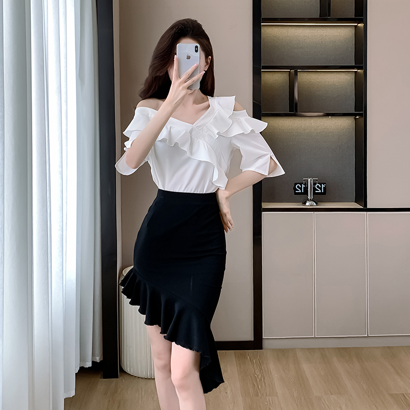 France style chiffon shirt tops a set for women