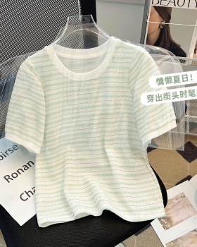 Ice silk thin T-shirt show young summer tops for women