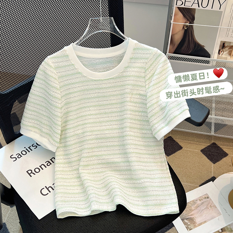 Ice silk thin T-shirt show young summer tops for women