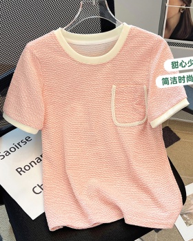 Pullover loose mixed colors shirts round neck summer T-shirt