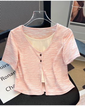Short sleeve light pink tops niche summer T-shirt for women