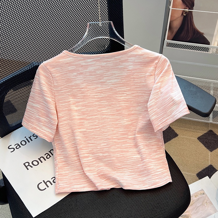 Short sleeve light pink tops niche summer T-shirt for women