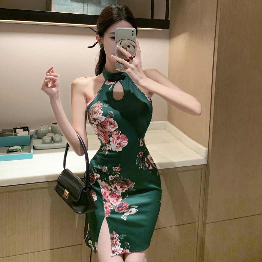 Slim short Chinese style cheongsam light summer maiden dress