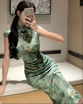 Retro elegant dress slim printing cheongsam