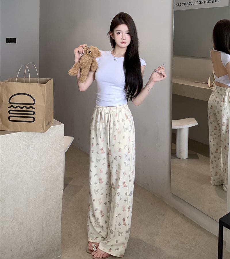 Maiden mopping wide leg pants dog pants