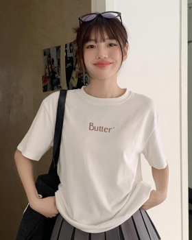 White letters niche T-shirt loose printing short sleeve tops