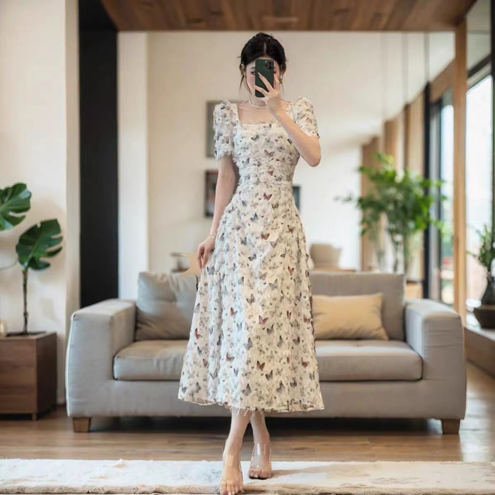 France style long dress printing dress for women