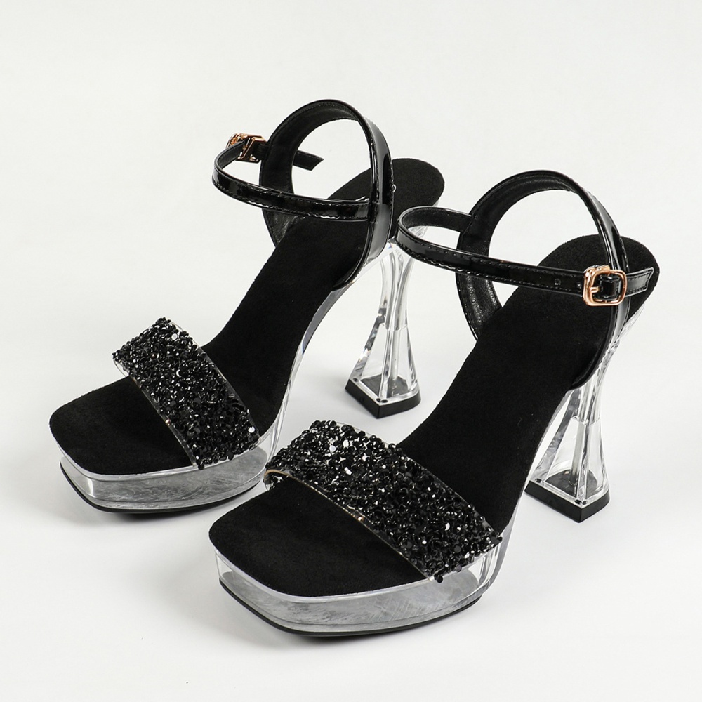 Nightclub antiskid thick model sexy rhinestone sandals