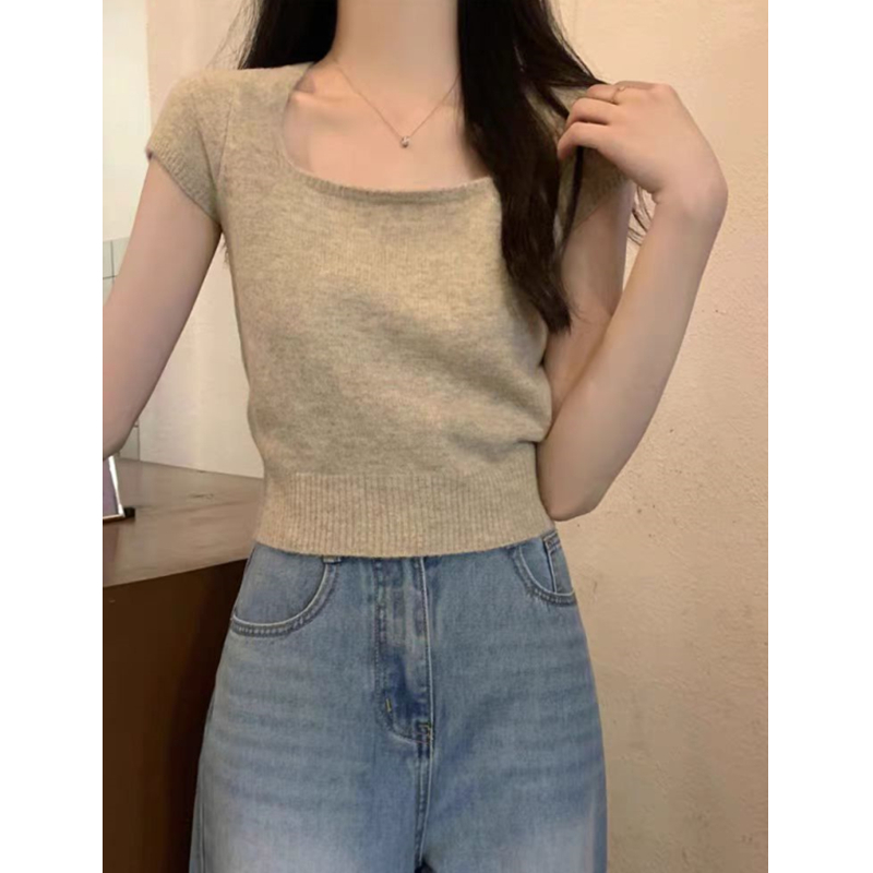 Simple France style tops summer T-shirt for women