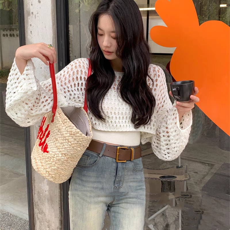 Spring and autumn shirts short sweater 2pcs set for women