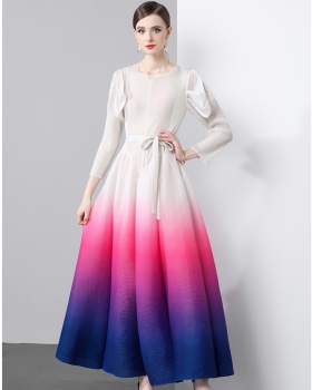 Discolor Pleats Please splice blooming crimp dress