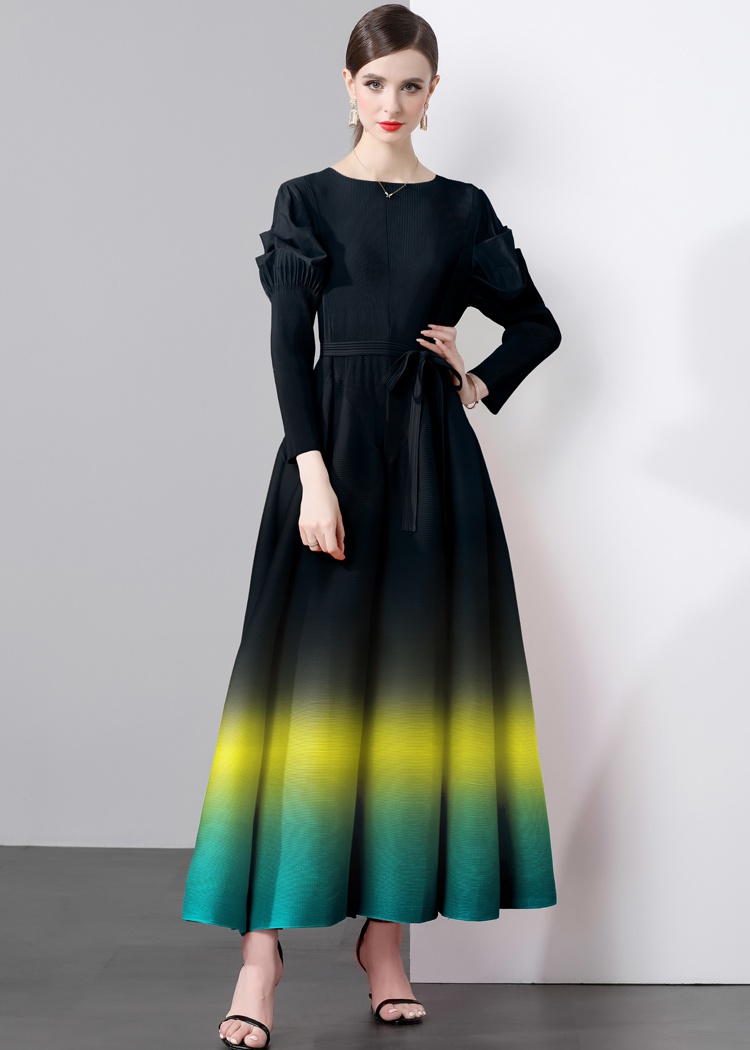 Discolor Pleats Please splice blooming crimp dress